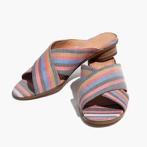 Madewell Ruthie Cross-Cross Mule in Rainbow Stripe